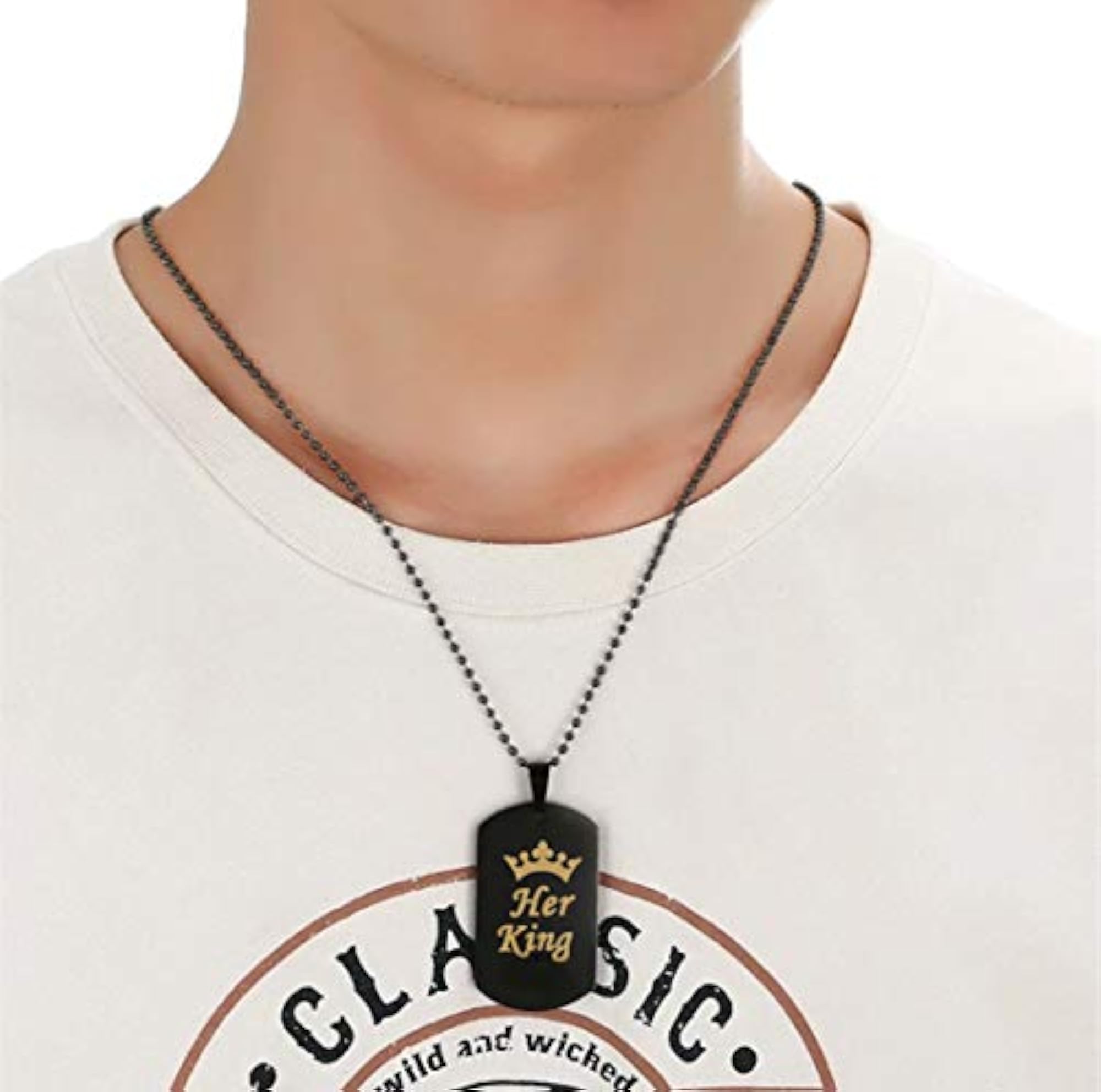 His & Her King and Queen Matching Pendant Necklace Set